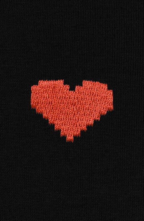 Dalix Pixel Heart Cropped Hoodie In Black