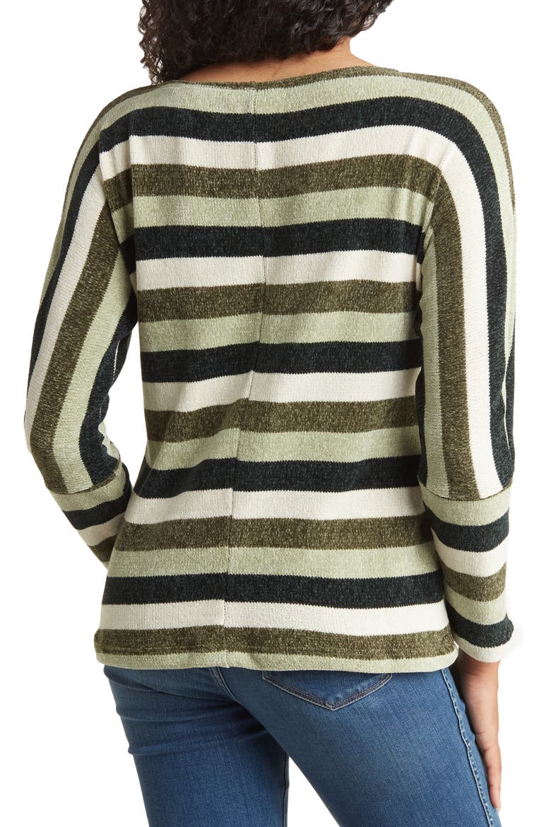 Striped Chenille Pullover Sweater, Alternate, color, OLIVE BASIL