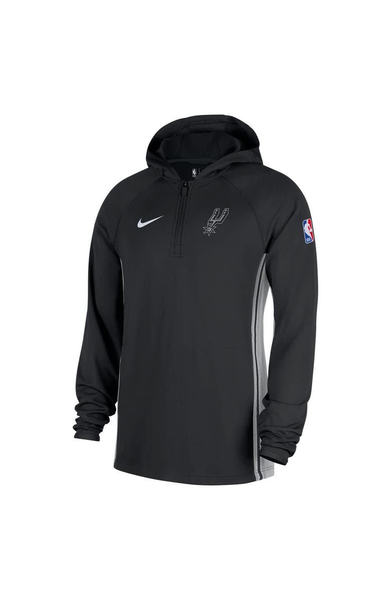 Nike Men's Nike  Black San Antonio Spurs Authentic On Court Zone Quarter-Zip Dri-FIT Hoodie Jacket, Alternate, color, Black