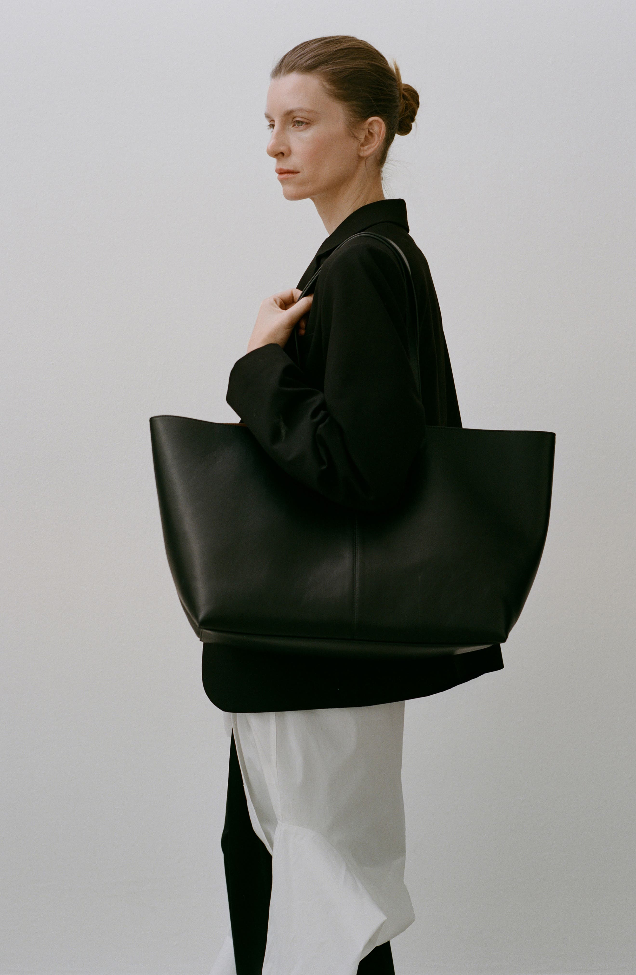 MANGO Leather Shopper Bag, Alternate, color, 