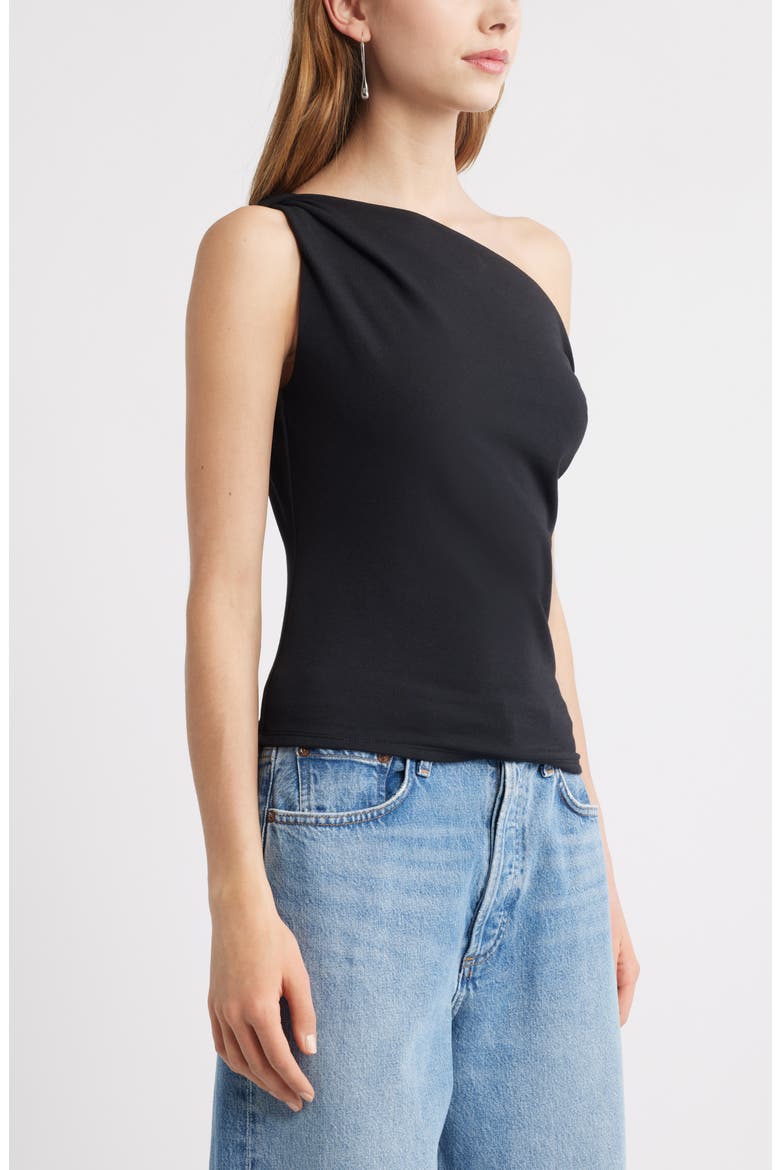 Twist One-Shoulder Top, Alternate, color, BLACK