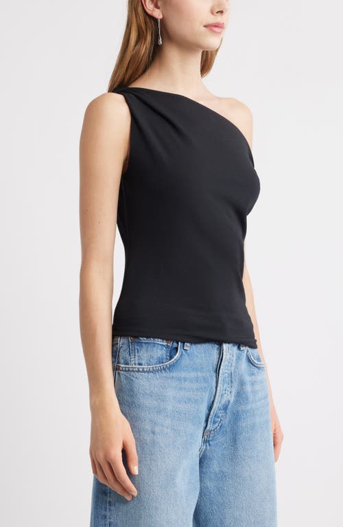 Open Edit Twist One-shoulder Top In Black
