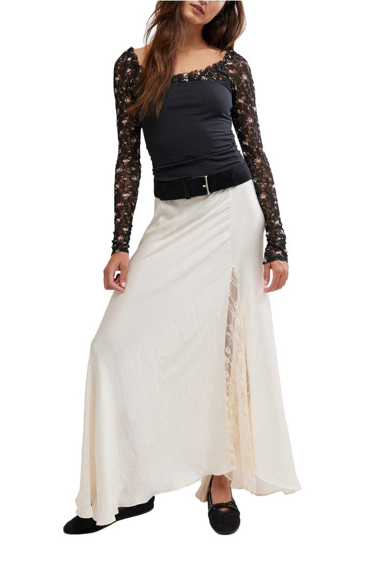 Free People Josie Lace Long Sleeve Shirt, Alternate, color, Black Combo