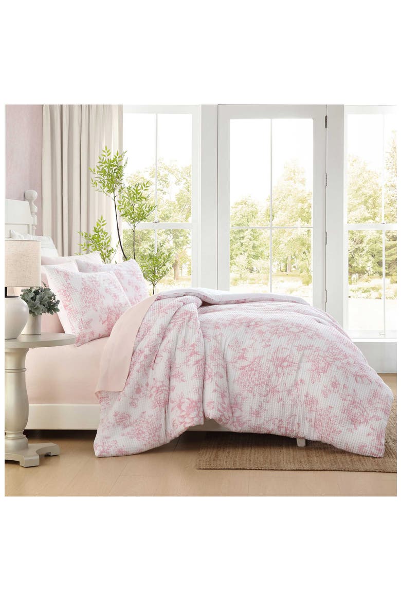 Delphine Waffle Knit Comforter Set, Alternate, color, LIGHT-PASTEL PINK