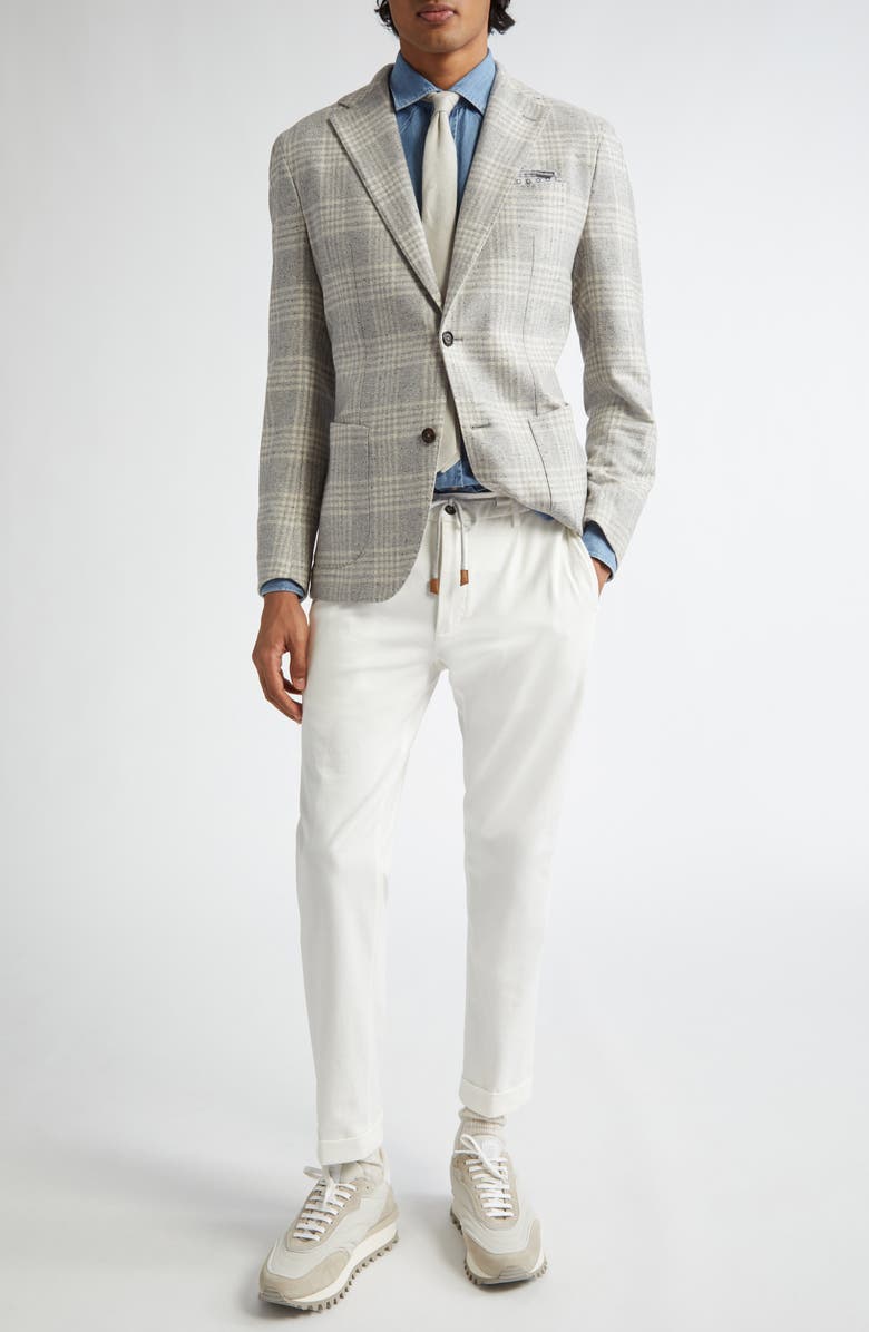 Eleventy Plaid Wool & Cashmere Donegal Tweed Sport Coat, Alternate, color, Light Gray Melange