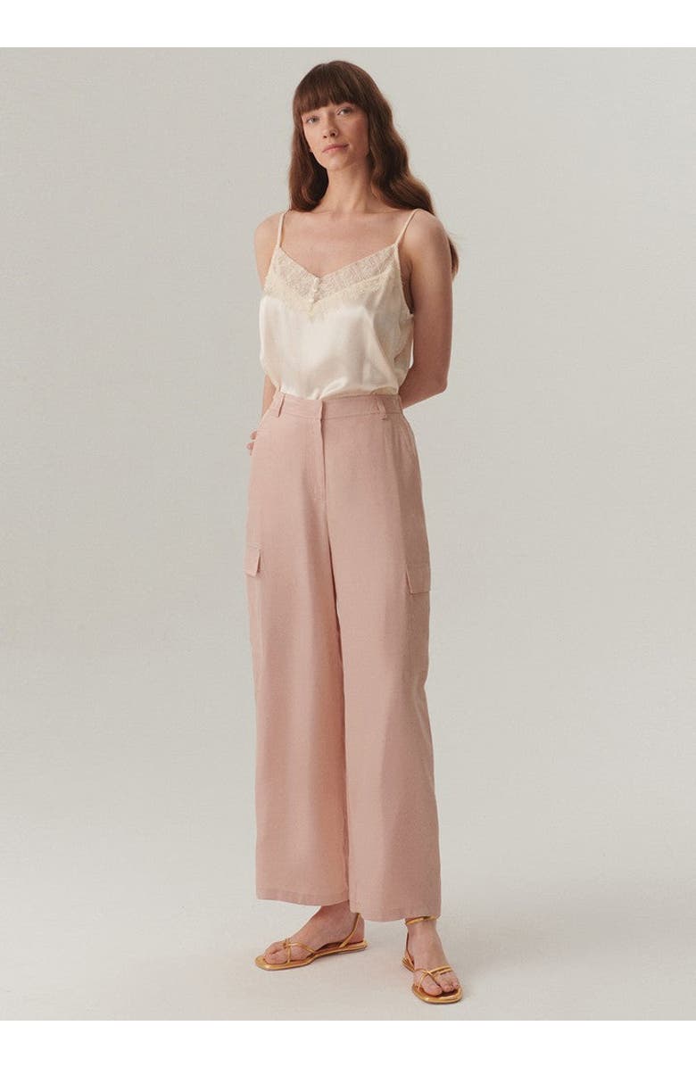 Exquise Gemma High Waist Cargo Trousers, Alternate, color, Powder