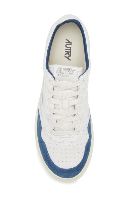 Autry Medalist Low Sneaker In Goat/suede Wht/capri