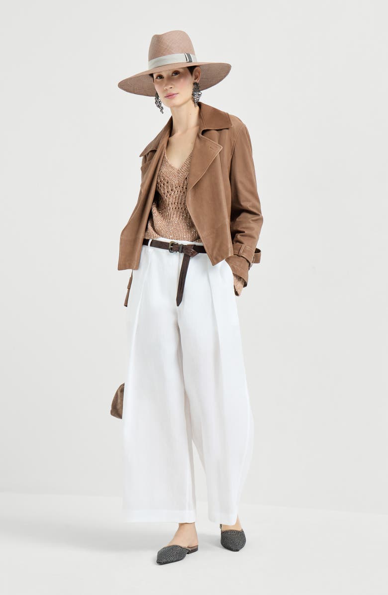 Brunello Cucinelli Dazzling braids sweater, Alternate, color, Brown