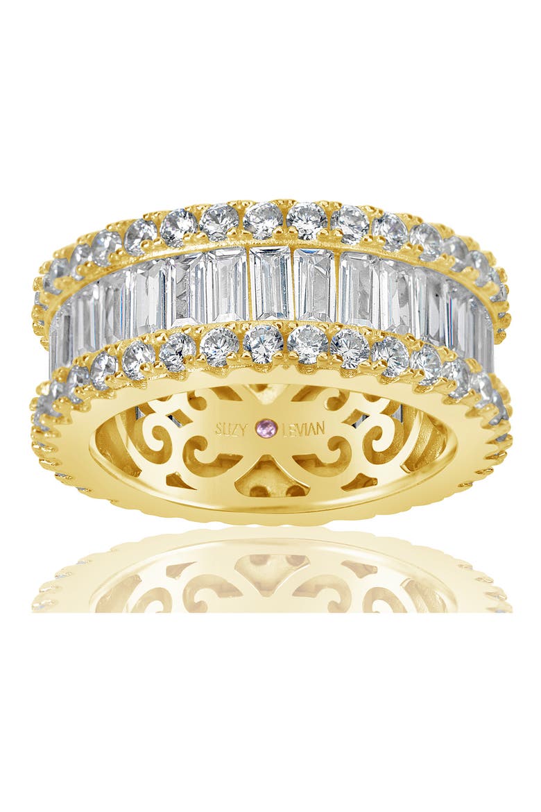 14K Gold Vermeil CZ Eternity Band Ring, Alternate, color, GOLD