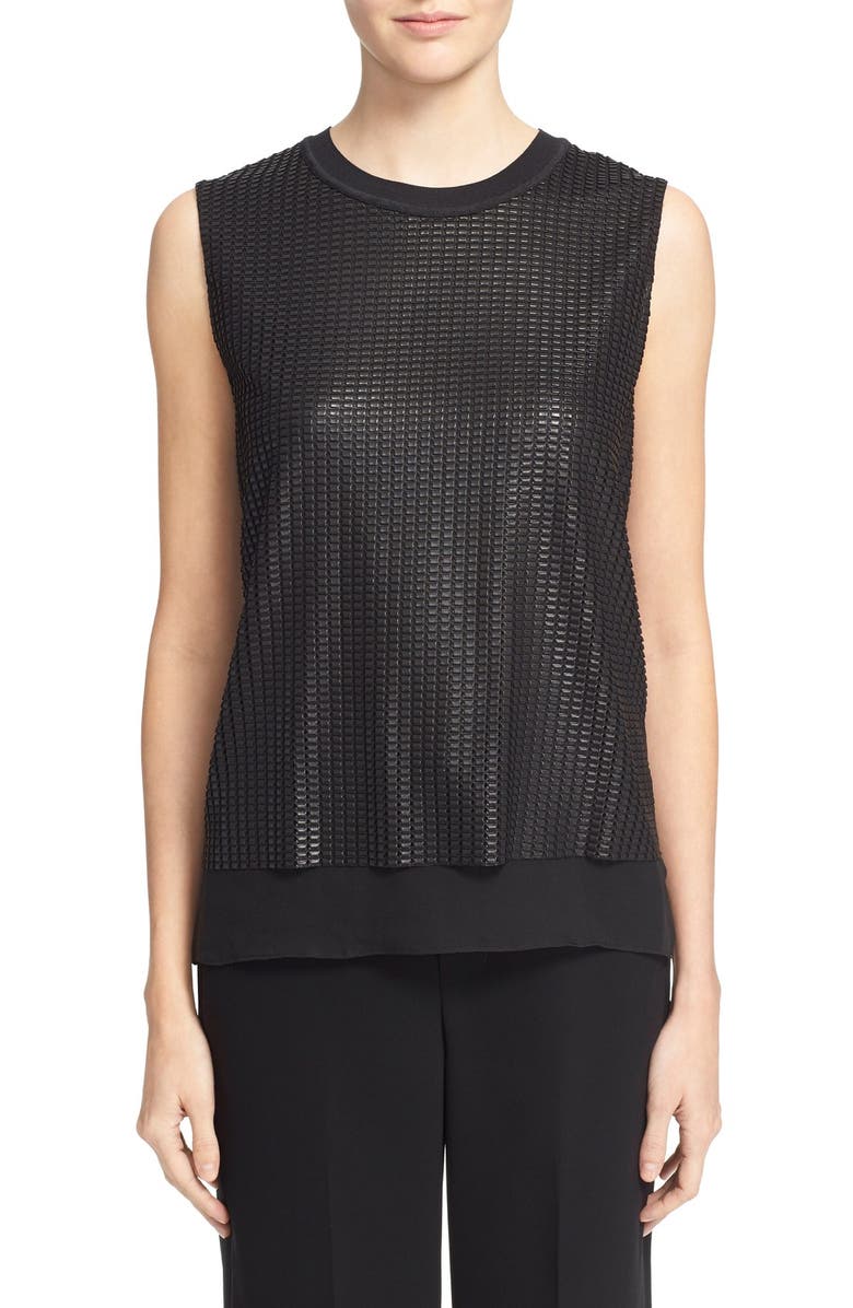 Vince Sleeveless Mesh Overlay Blouse, Main, color,