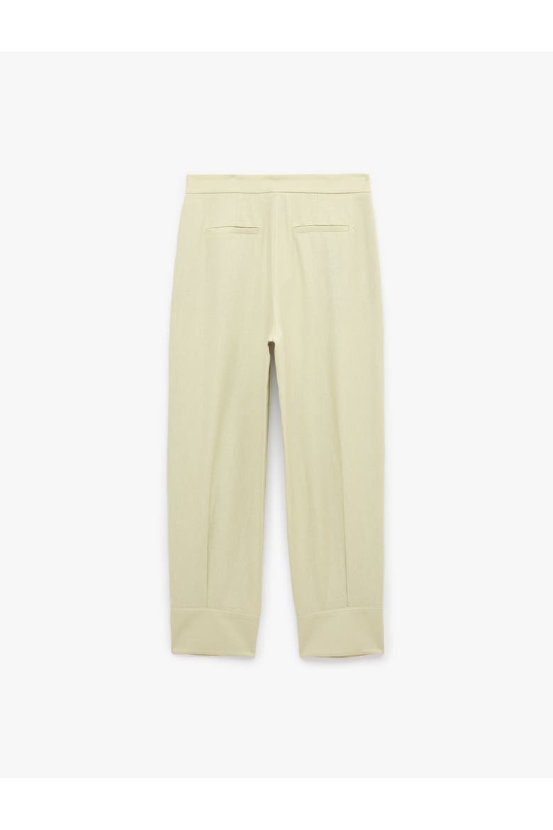 Linen Blend Pleated Tailored Pants with Cuffed Hem, Alternate, color, GREEN