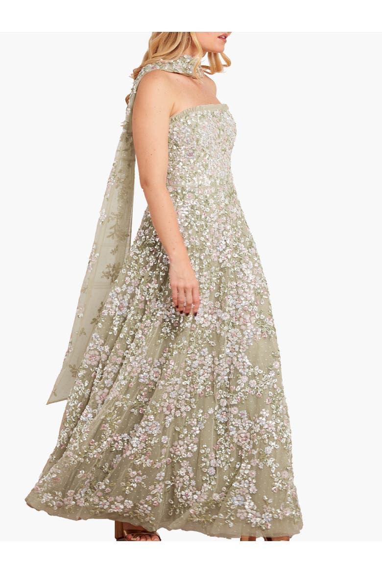 Dream Garland Strapless Gown, Main, color, Aloe/Multi