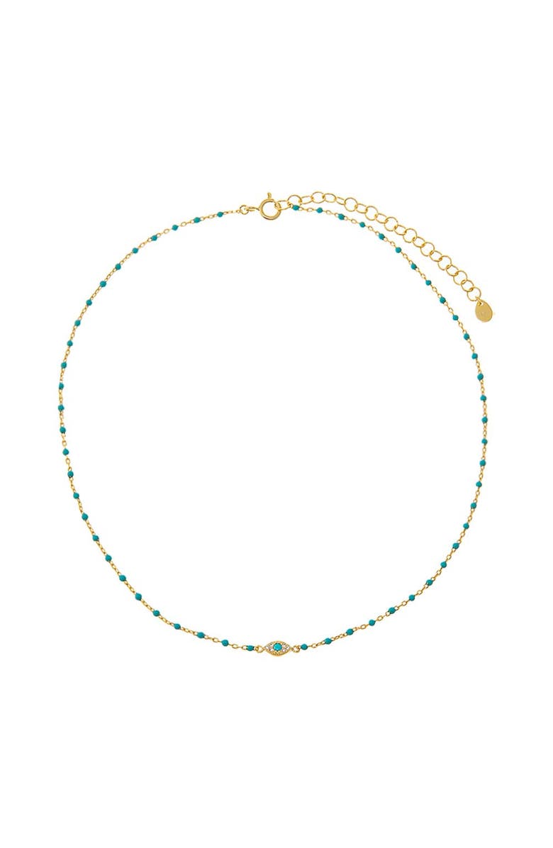 BY ADINA EDEN Colored Enamel Evil Eye Choker, Alternate, color, Turquoise