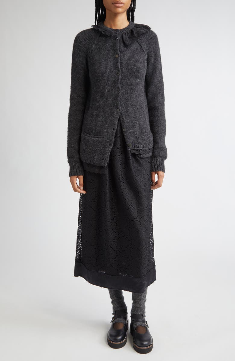 Meruert Tolegen Carnation Lace Column Skirt, Alternate, color, Black