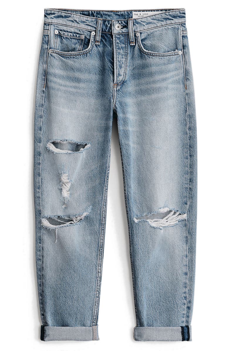 rag & bone Rosa Ripped Mid Rise Boyfriend Jeans, Alternate, color, Vandam