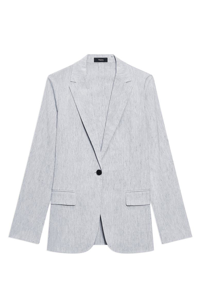 Theory Staple Linen Blend Blazer, Alternate, color, Black Multi