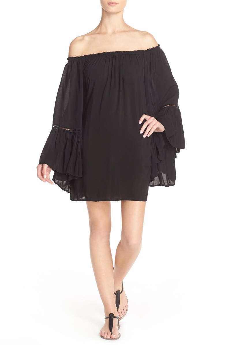 Elan Off the Shoulder Bell Sleeve Cover-Up Tunic, Main, color, 