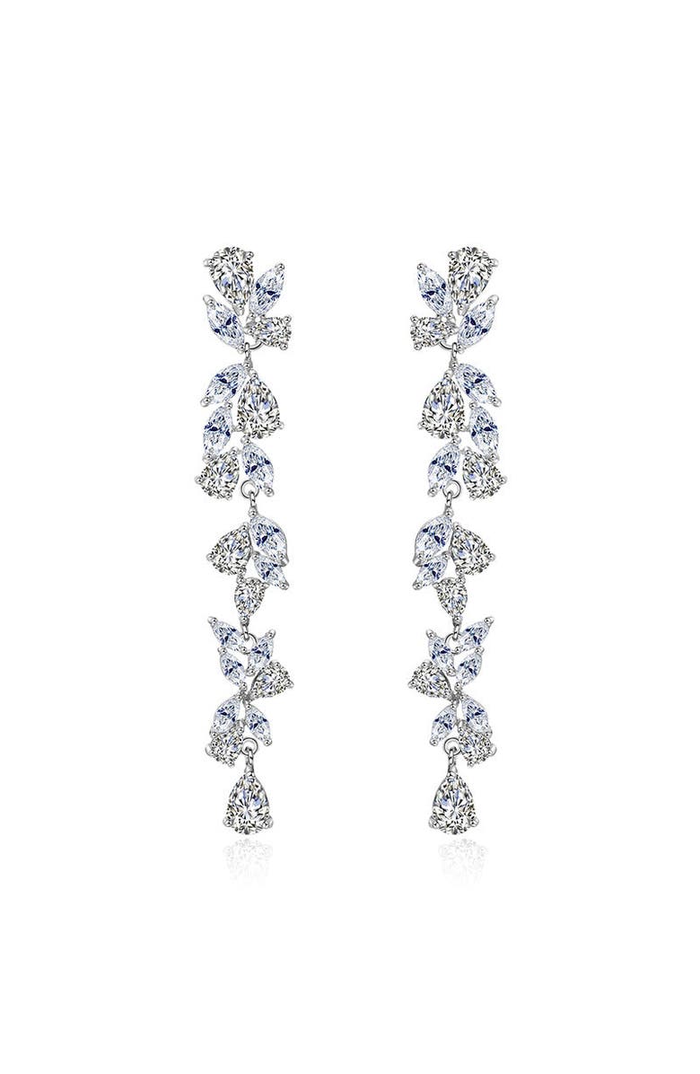 Untamed Petals Promise Crystal Drop Earrings, Main, color, Silver