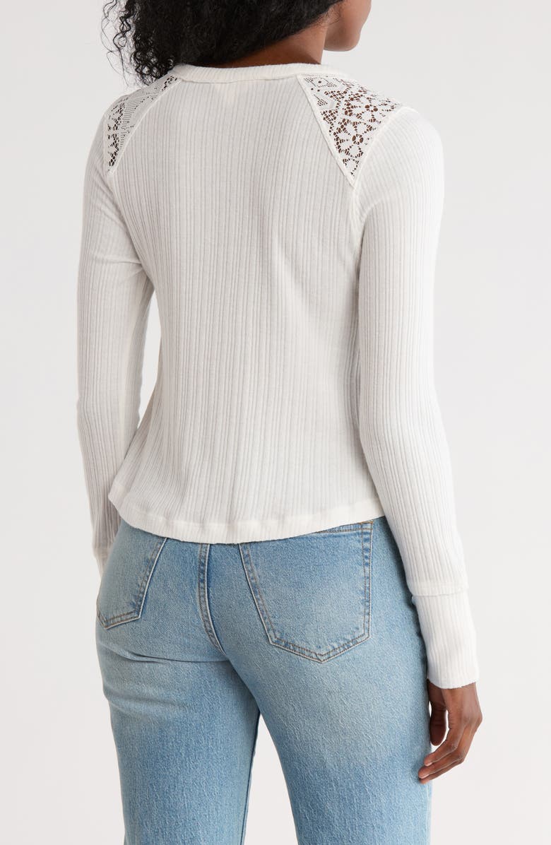Lucky Brand Cloud Lace Rib Henley, Alternate, color, Whisper White