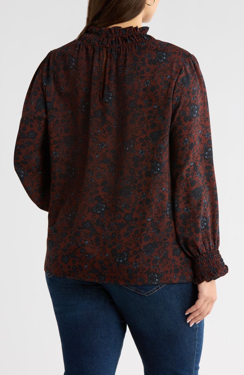 SUGARLIPS Kalida Ruffle Collar Top, Alternate, color, Chocolate