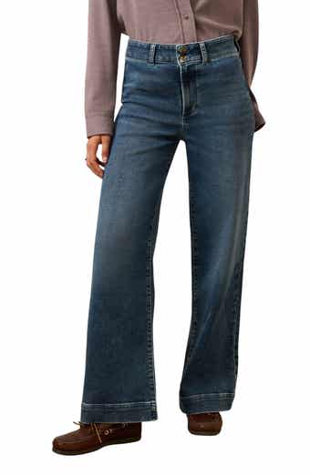 Stretch Terry Wide Leg Sailor Trousers