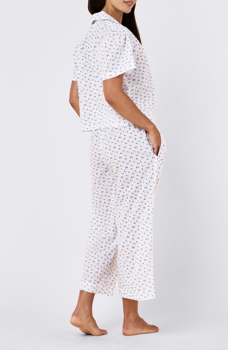 Papinelle Floral Swiss Dot Cotton Crop Pajamas, Alternate, color, Navy Ditsy