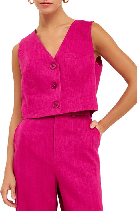 Crop Linen Blend Vest