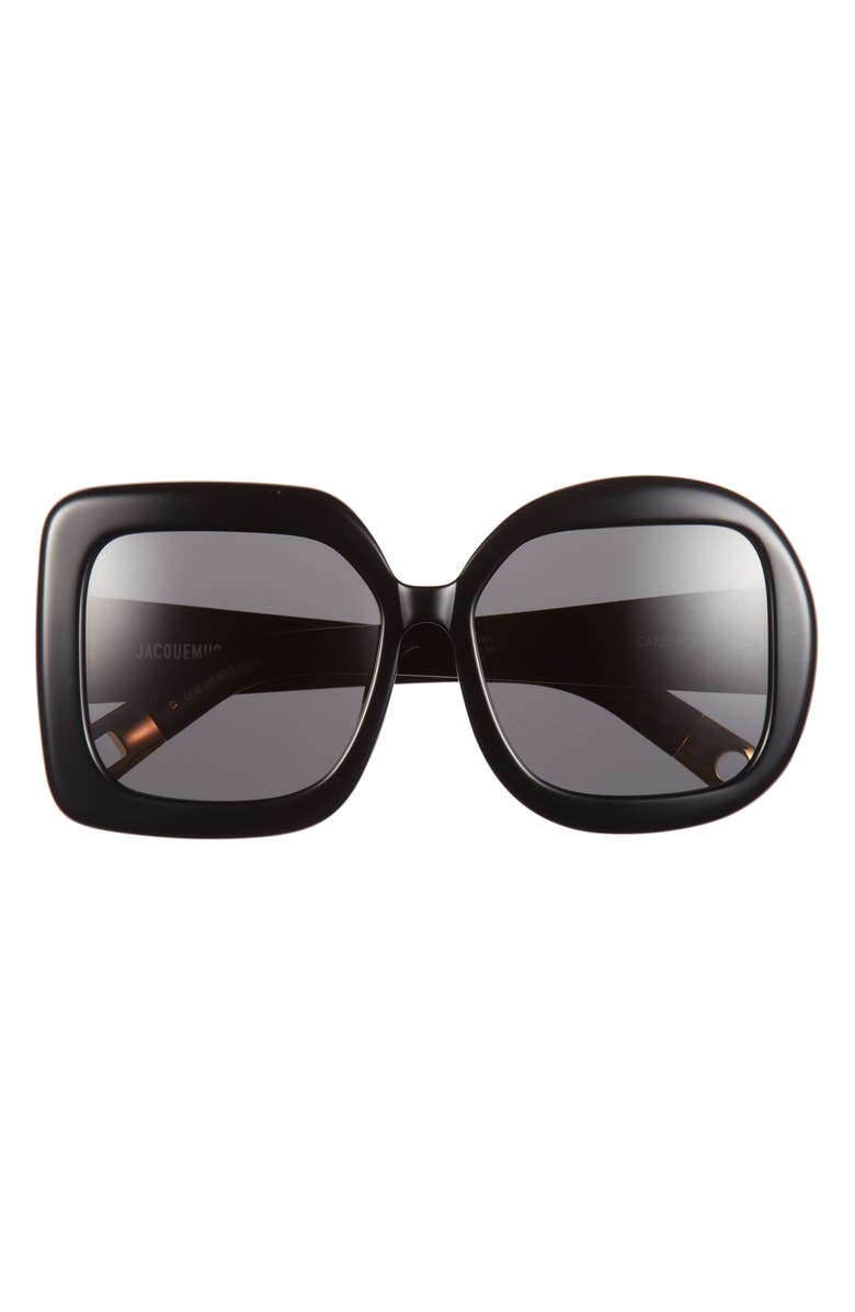 Jacquemus Les Lunettes Carre Rond 56mm Square Sunglasses, Main, color, Black/ Gold