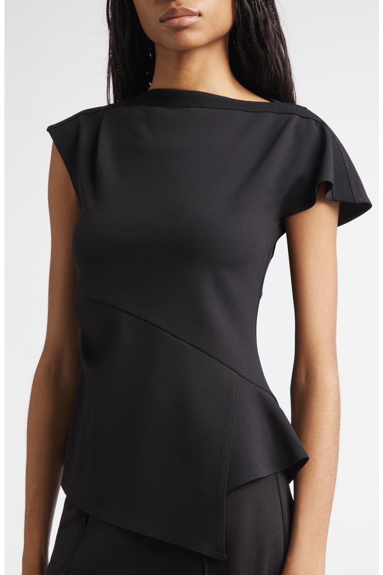 Luelle Asymmetric Peplum Top, Alternate, color, BLACK