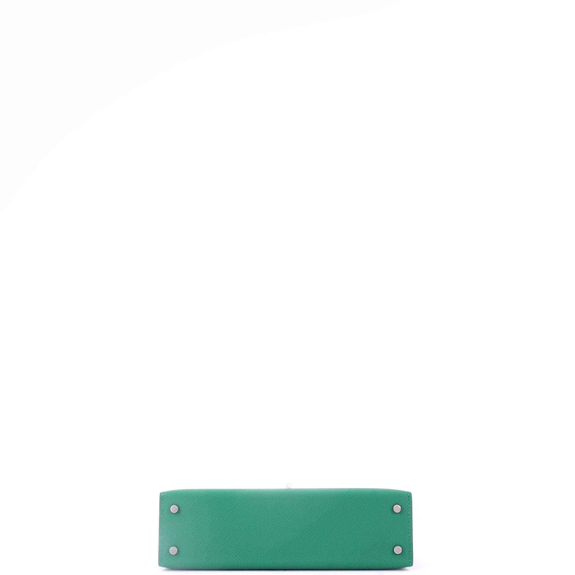 Pre-Owned Hermes Kelly Mini II Bag Green Epsom with Palladium Hardware 20, Alternate, color, Vert Vertigo