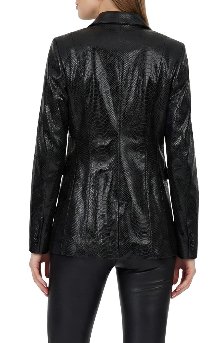 GORSKI Genuine Metis Suede Pythn Printed Single Breasted Blazer, Alternate, color, Black