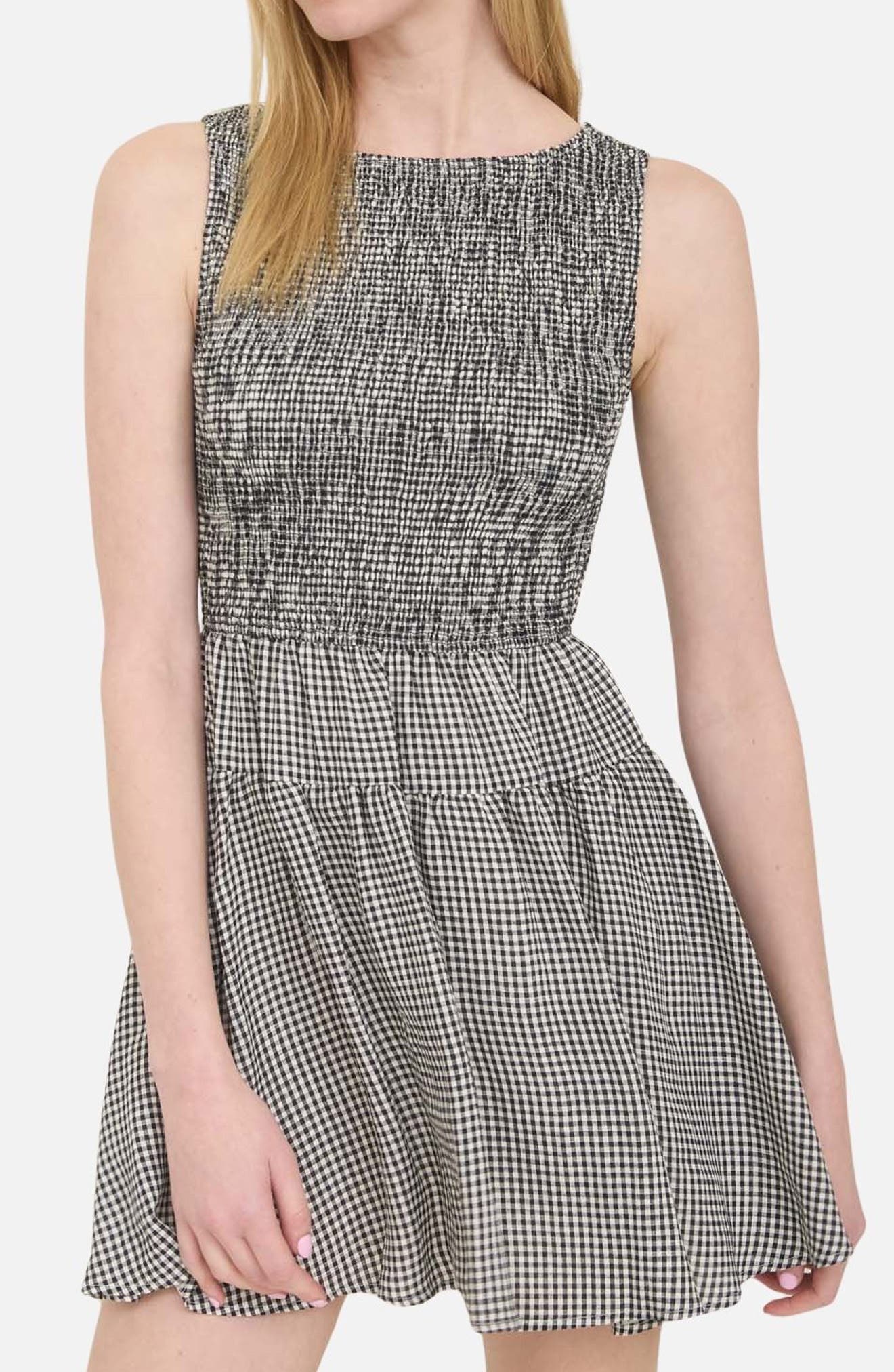Smocked Gingham Sleeveless Minidress - image 2
