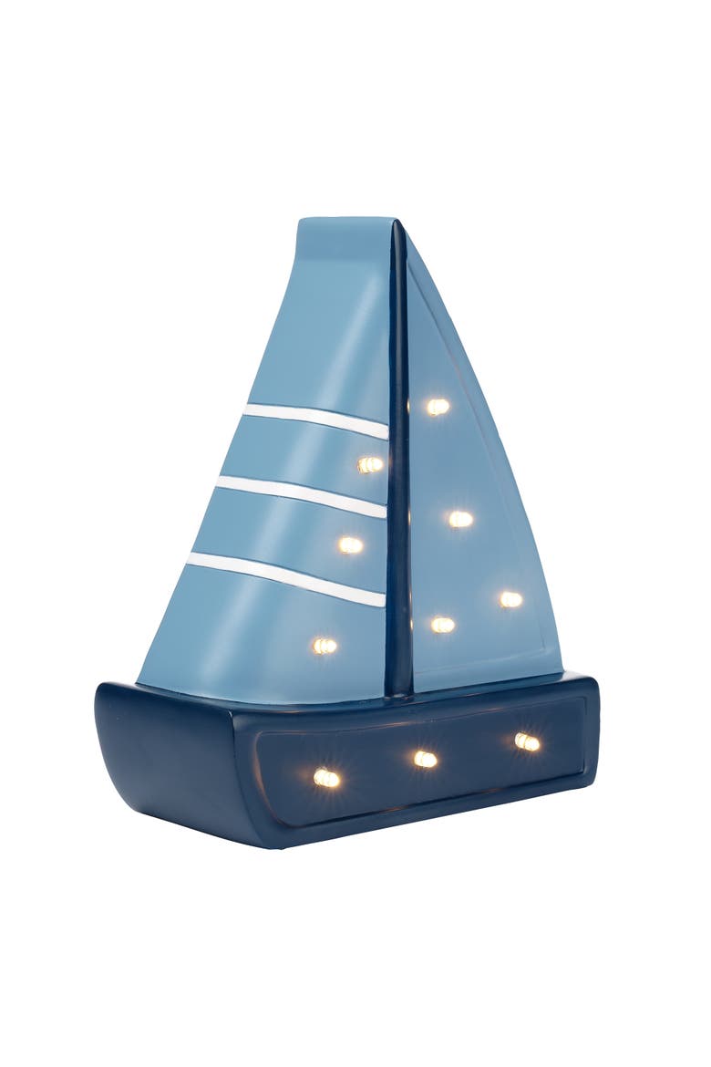 Little Skipper Hand Painted Nautical Sailboat Table Top Lamp/Light, Alternate, color, Blue