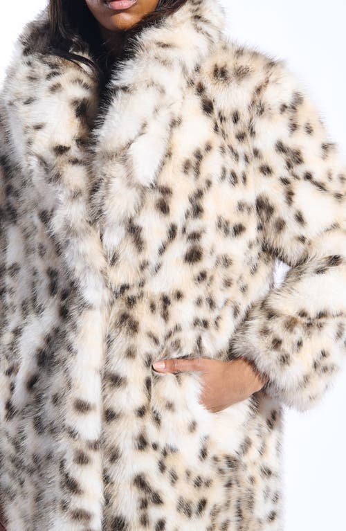 Azalea Wang Leopard Print Faux Fur Coat In White