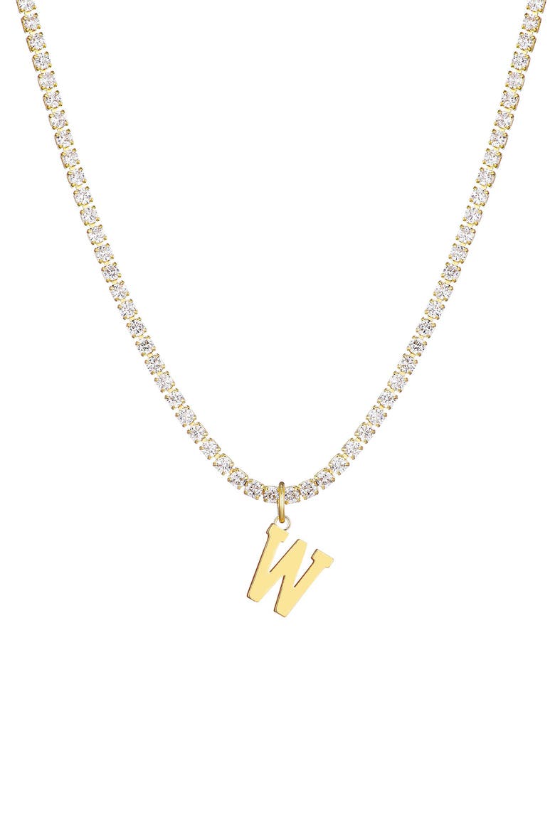 Initial Charm Tennis Necklace, Main, color, GOLD-W