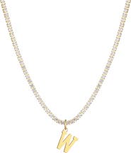 Adornia Initial Charm Tennis Necklace