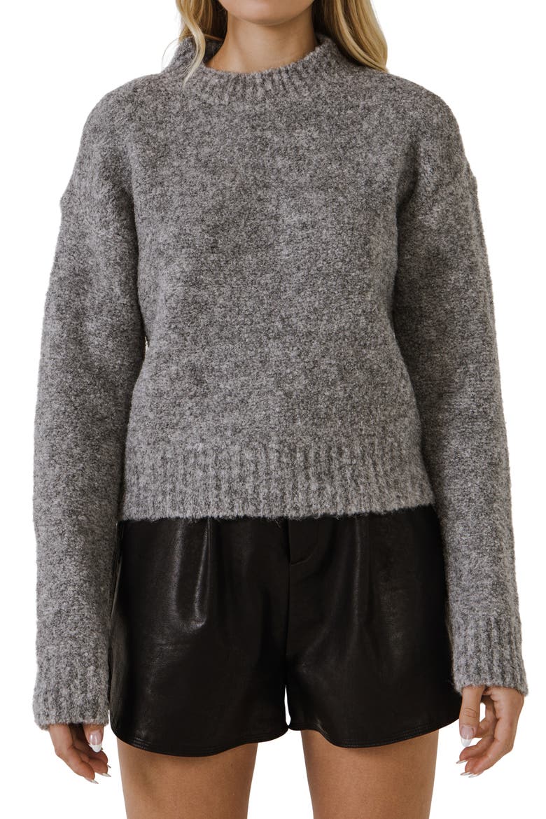 Cozy Crewneck Sweater, Alternate, color, GREY