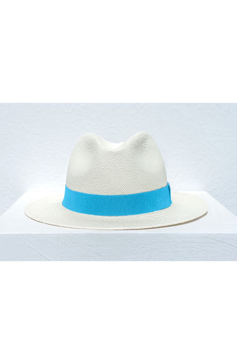 Lastelier Panama turquoise straw hat, Alternate, color, Turquoise