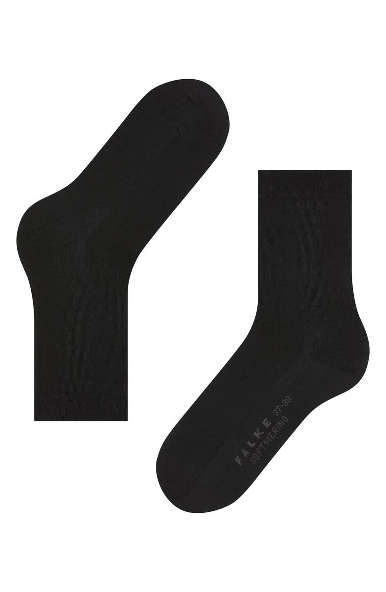 Falke Soft Merino Crew Socks, Alternate, color, Black
