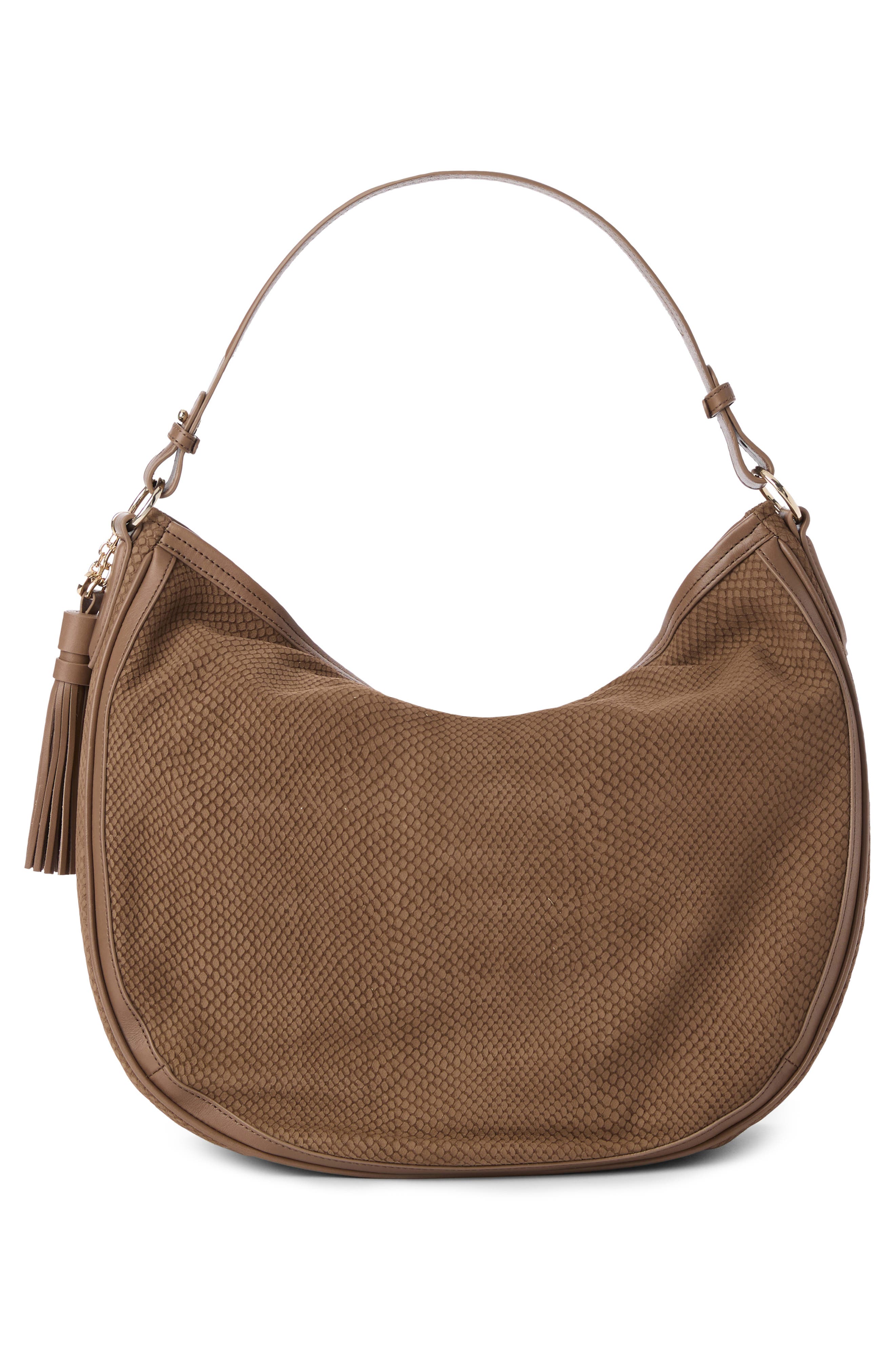 Brahmin Kathleen Snake Embossed Leather Shoulder Bag, Alternate, color, Taupe Belcanto