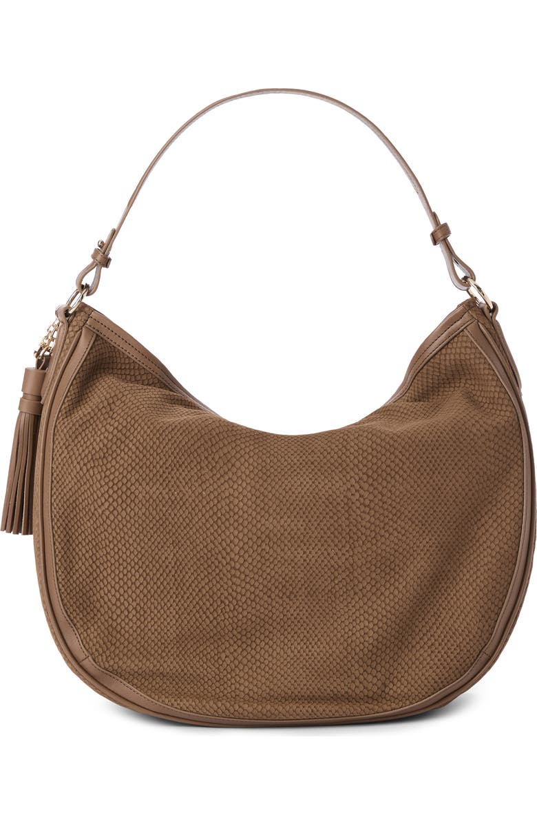Brahmin Kathleen Snake Embossed Leather Shoulder Bag, Alternate, color, Taupe Belcanto