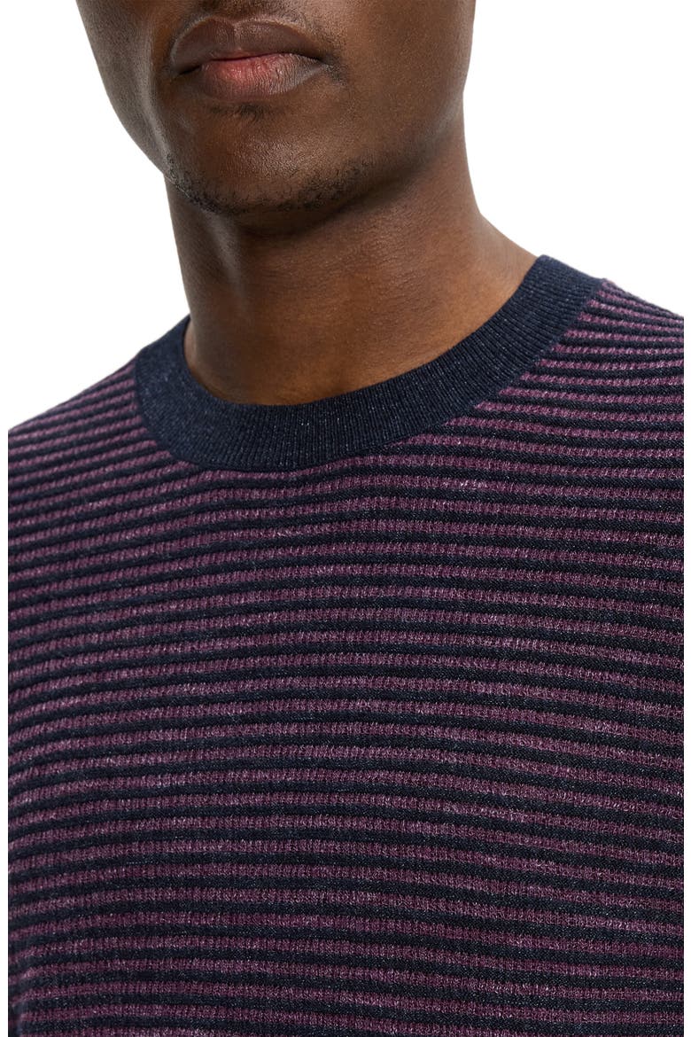 Kolben Stripe Linen & Cotton Blend T-Shirt, Alternate, color, NEW BALTIC/GRAPEVINE - 2SD
