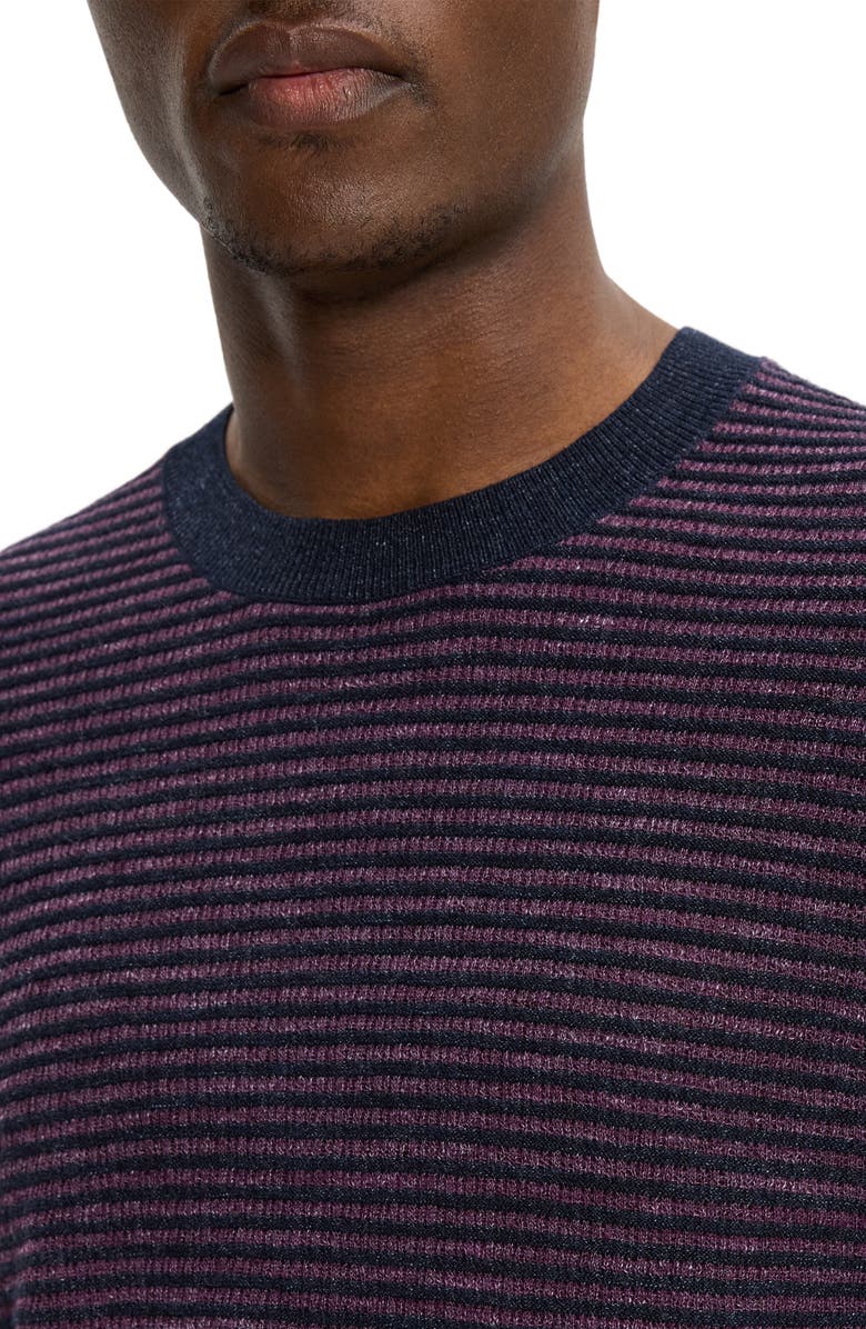 Theory Kolben Stripe Linen & Cotton Blend T-Shirt, Alternate, color, New Baltic/Grapevine - 2Sd