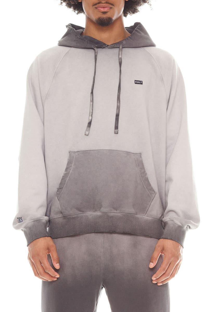 Cult of Individuality Distressed Two-Tone Hoodie, Main, color, Vint Charcoal