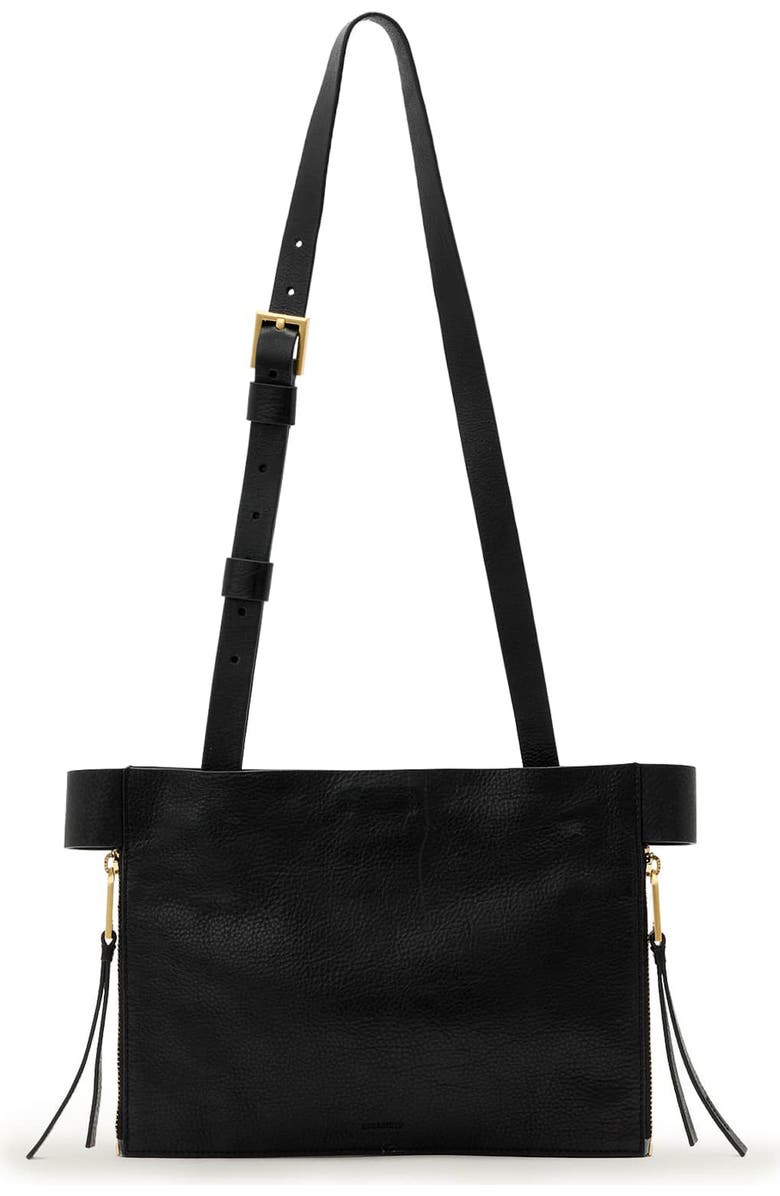 AllSaints Marlo Leather Crossbody Bag, Main, color, Black