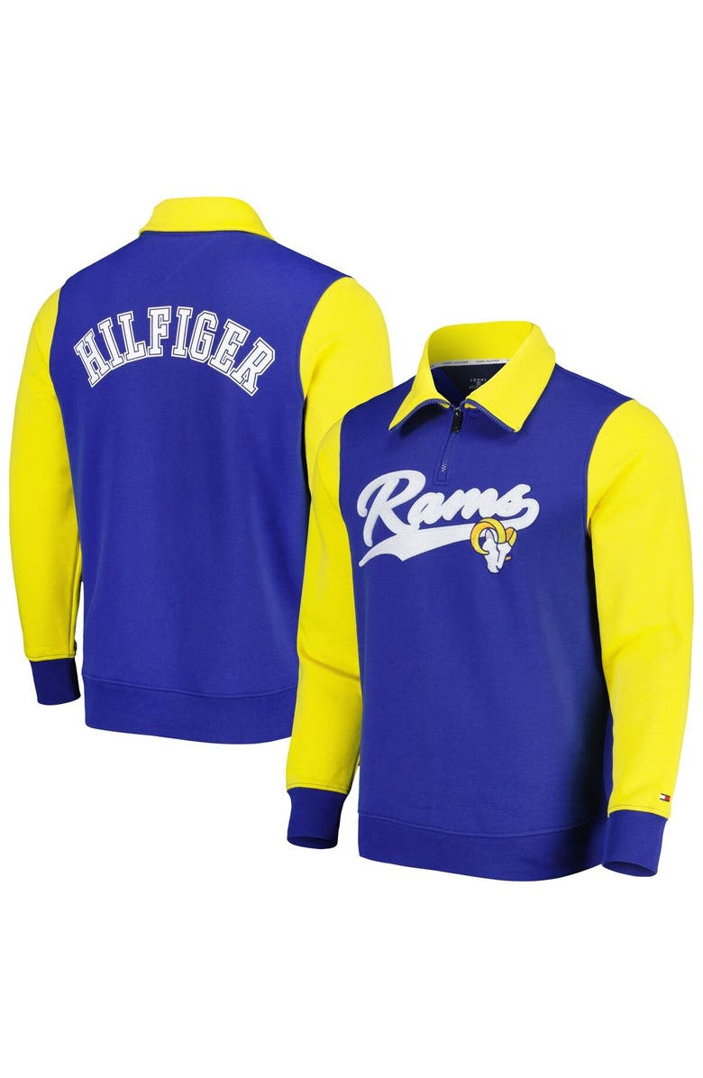 Tommy Hilfiger Men's Tommy Hilfiger Royal/Gold Los Angeles Rams Aiden Quarter-Zip Sweatshirt, Main, color, Royal