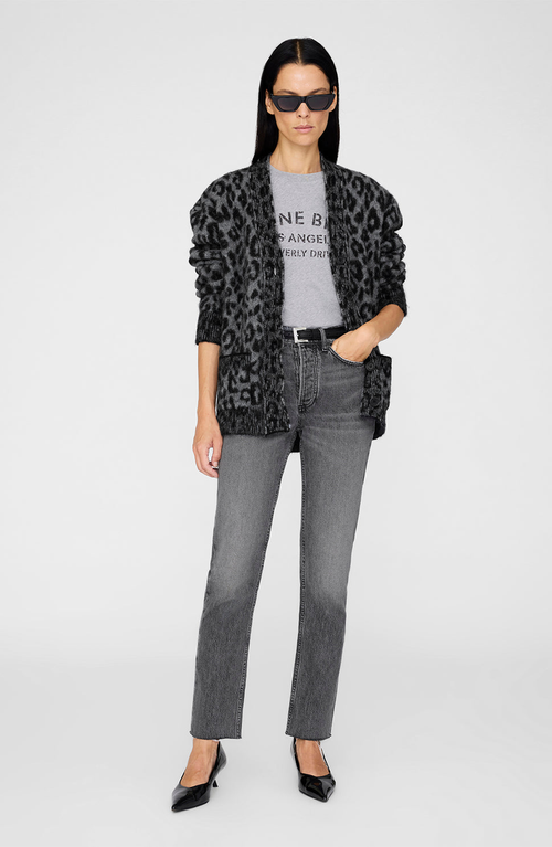 Anine Bing Leopard-pattern Button-up Cardigan In Gray