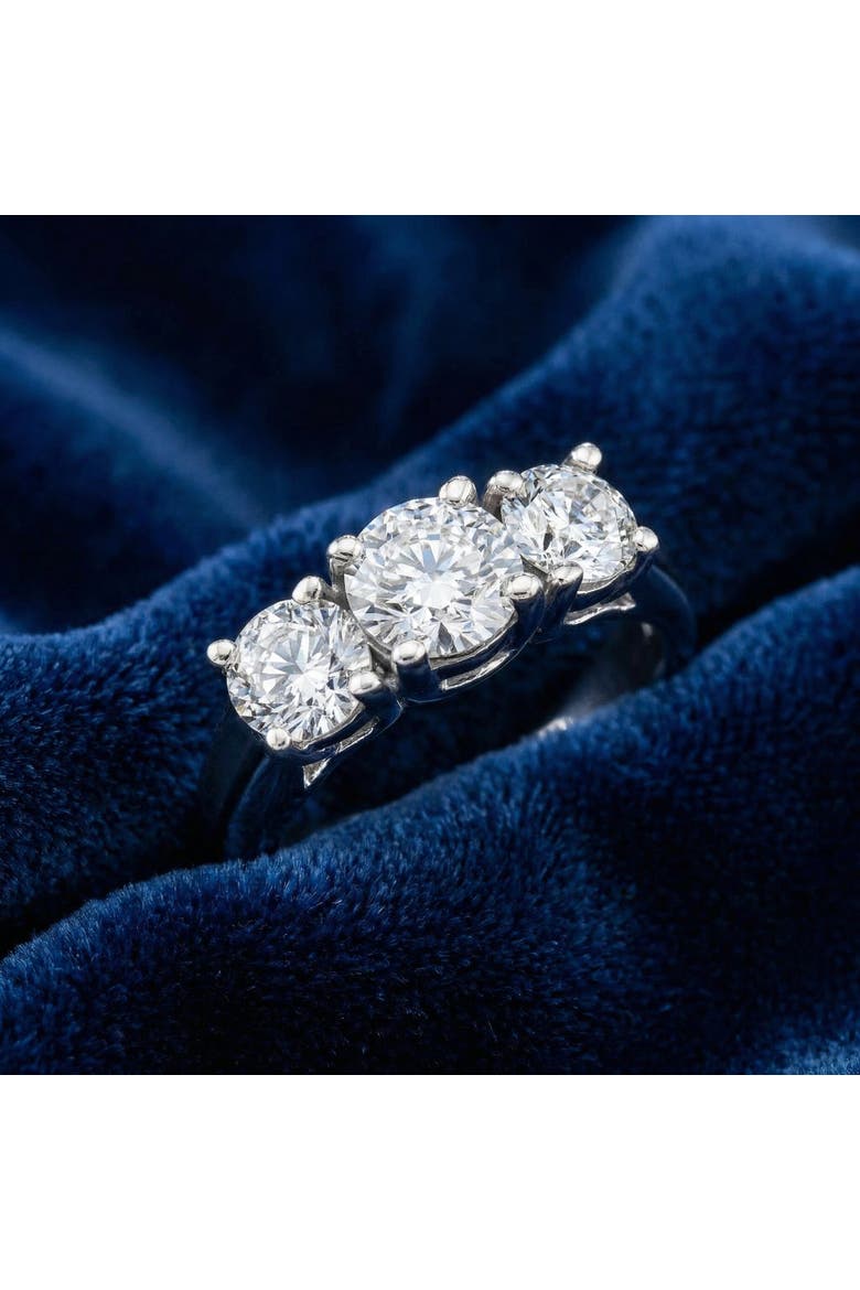 1 3/8ct Three Stone Lab Grown Diamond Engagement Ring 14K Gold, Alternate, color, 14k White Gold