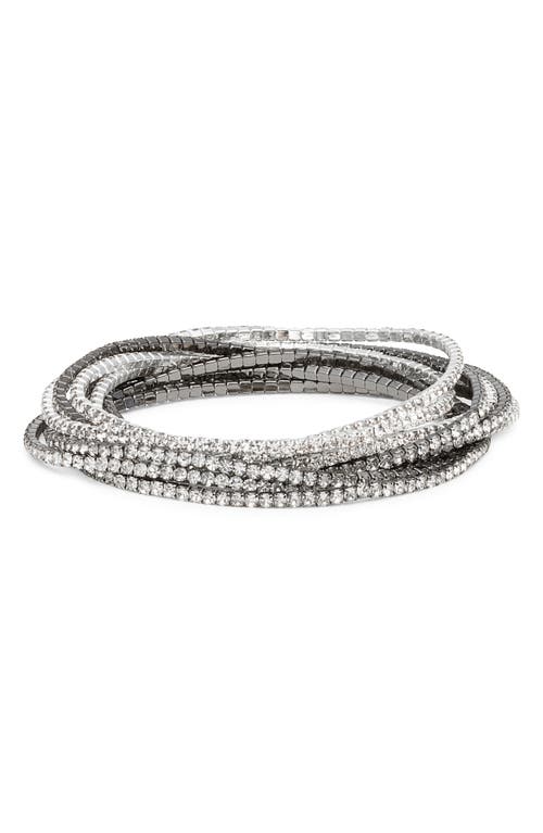 Nordstrom Set Of 10 Crystal Stretch Bracelets In Silver
