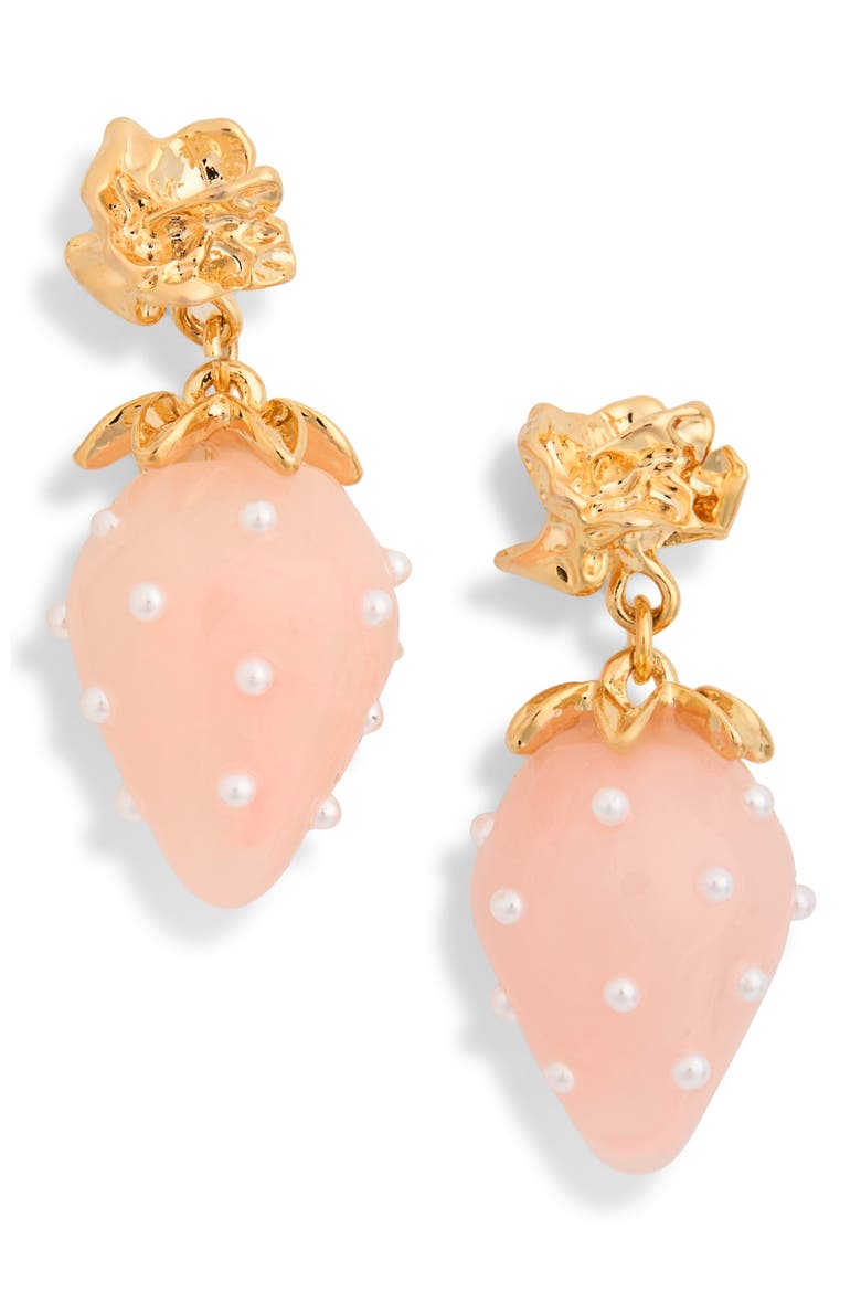 Mila Pastel Strawberry Drop Earrings, Main, color, PINK